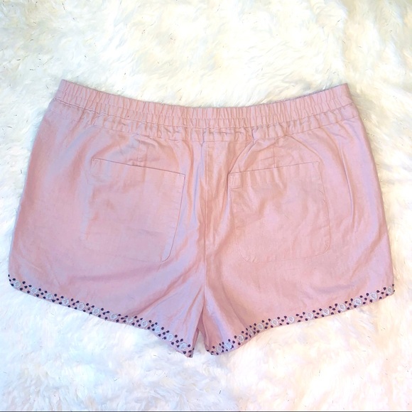 LOFT linen embroidered hummingbird shorts - Picture 3 of 4